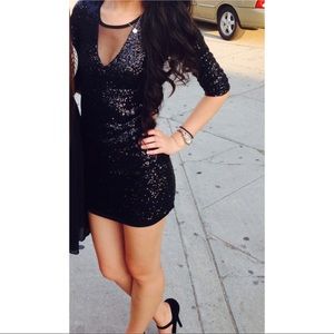 G by Guess sparkly black body con dress